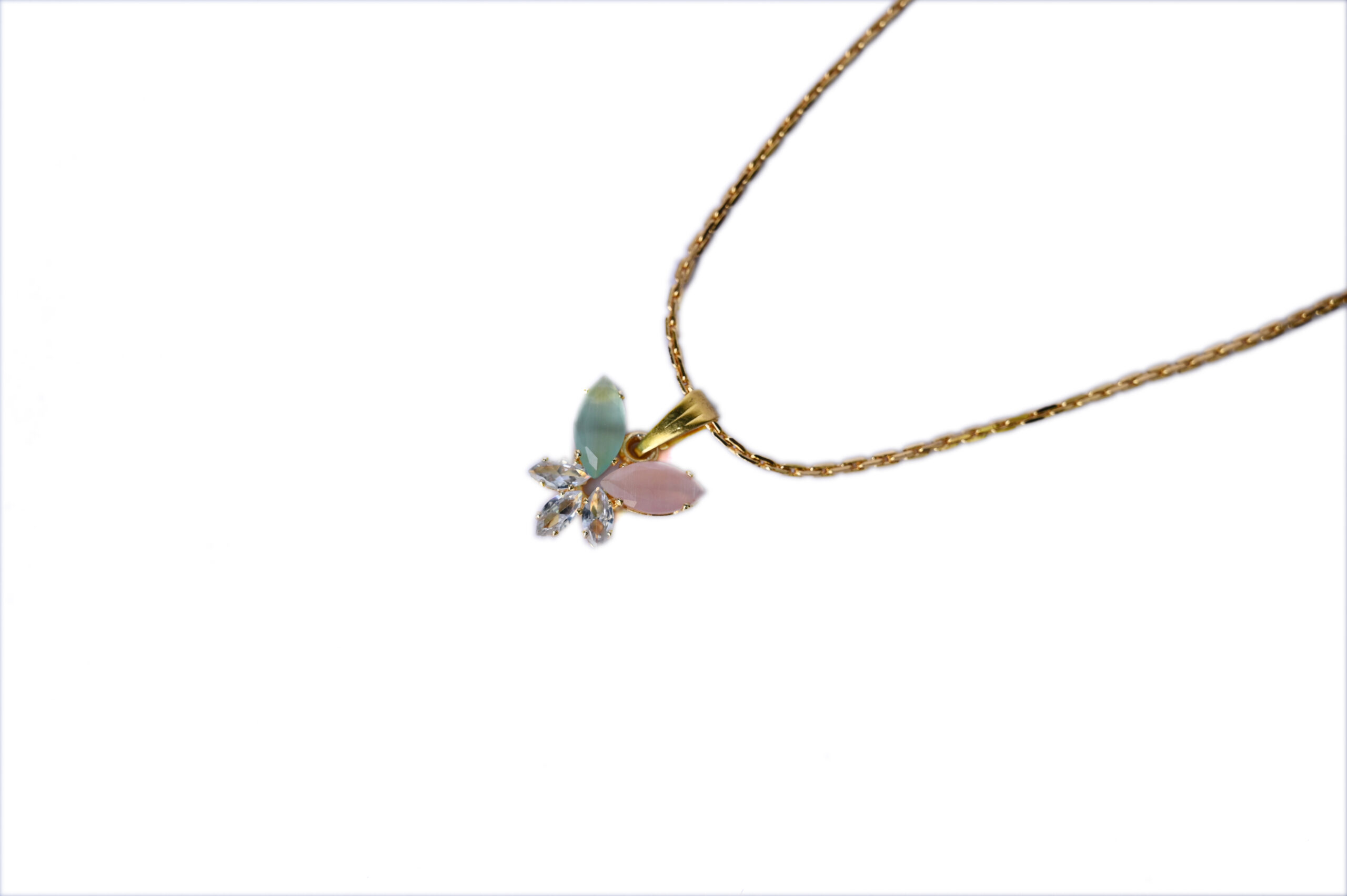 Tribhavya Blossom Charm Crystal Pendant Necklace Alloy Pendant - Image 3