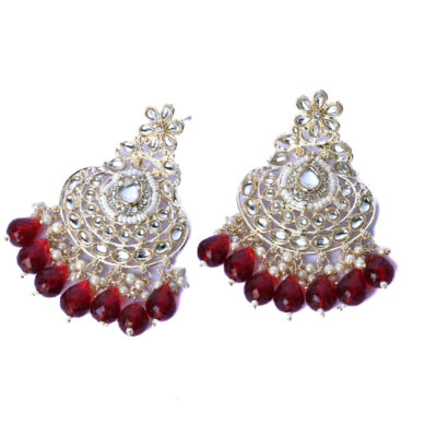 Ruby Noor Pearl Alloy Chandbali Earring